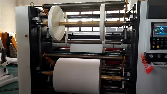 Paper Jumbo Roll Slitter Rewinder Machine for Paper Cups Paper Lids with Automatic Unloading Function 