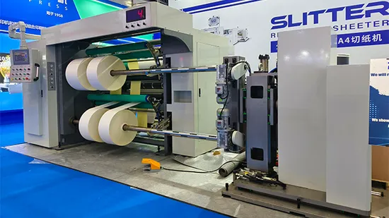 Labelstock Paper Rolls Slitting Rewinding Machine with Automatic Unloading System 